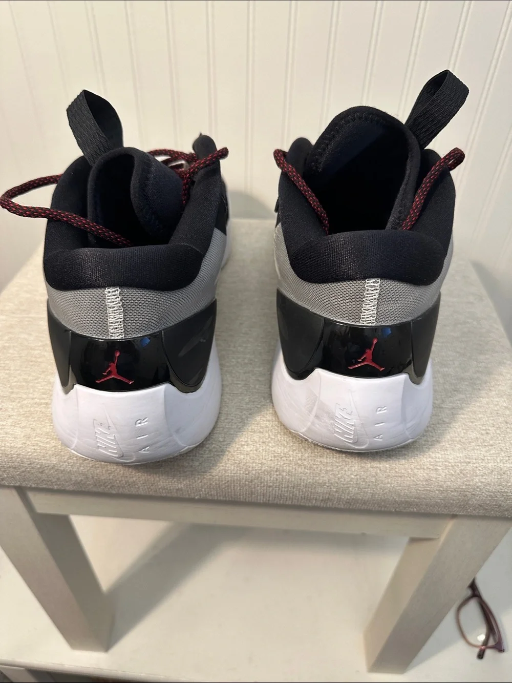 Nike Air Jordan Zoom Seperate Black and White Sneakers with Red Accents